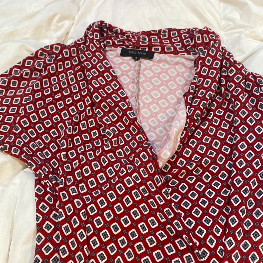 Gorgeous gently used Karen Kane long beautiful red dress with a V-neck